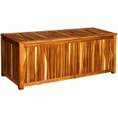 Relaxdays , coffre de jardin, coussin de siège, outils, 60x115x50 cm, bois d'acacia, revêtement étanche, idéal pour balcon, coffre de jardin, aspect naturel
