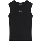 GUESS pour femme. W6YP17K3881 Top avec logo en strass noir (M), Casuel, Modal, Sans manches / bretelles