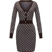 GUESS Robes en maille 'AUBREY' chocolat / blanc