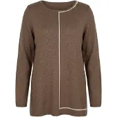Ulla Popken Pull-over noisette / blanc