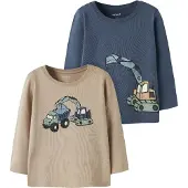 Name It Mini T-Shirt 'NMMKARKE' beige foncé / bleu foncé / vert pastel / noir