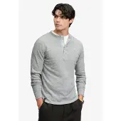 Superdry pour homme. M6010974A T-shirt Slub Waffle gris (L), Casuel, Coton, Manche longue