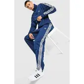 Adidas Pantalon 'Firebird' bleu foncé / blanc