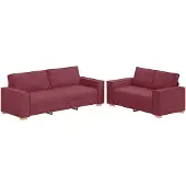 vidaXL Ensemble de canapés 2 pièces avec coussins vin rouge Tissu