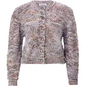 Rich & royal Cardigan cognac / violet clair / blanc naturel