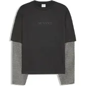 Bershka T-Shirt gris chiné / noir