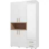 Dmora Pianezze - Armoire 3 portes, 135x56 cm blanche, penderie