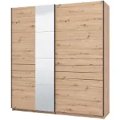 Dmora Siri - Grande armoire, 195x218h cm Chêne noueux brun, penderie