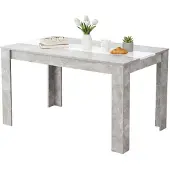 Dmora Simala - Table fixe, 135x81x75h cm gris béton, 6 places