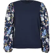 Anna field Chemisier bleu foncé / jaune / olive / blanc