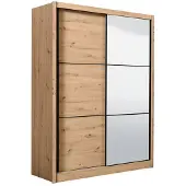Dmora Musso - Grande armoire, 166x216h cm Chêne noueux marron, penderie