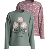 Name it T-Shirt 'NKFVELDA' menthe / vert foncé / violet / blanc