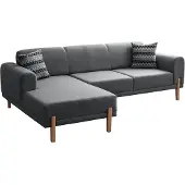 AEA Elegantes Ecksofa in modernem Anthrazit auf stabilen Holzbeinen