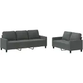 vidaXL Ensemble de canapés 2 pièces avec coussins Tissu gris foncé