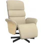 vidaXL Fauteuil relax avec repose-pieds Crème Tissu