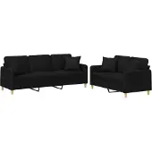 vidaXL Ensemble de canapés 2 pièces avec coussins Tissu noir