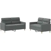 vidaXL Ensemble de canapés 2 pièces avec coussins Tissu gris foncé