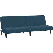 vidaXL Canapé-lit à 2 places Bleu Velours