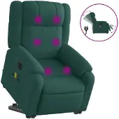 vidaXL Fauteuil de massage électrique avec releveur Tissu vert foncé