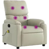 vidaXL Fauteuil de massage Crème Similicuir