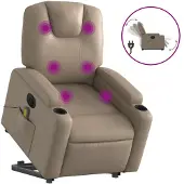 vidaXL Fauteuil de massage avec releveur électrique Cappuccino similicuir