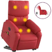 vidaXL Fauteuil de massage avec releveur électrique rouge similicuir