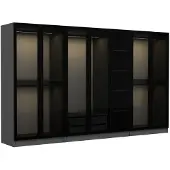 Dmora Prunetto - Grande Armoire, 315x210h cm Noir Anthracite, Porte-manteaux