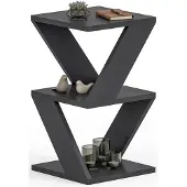 Dmora Rubiana - Table Basse, 30x30x50h cm Noir, 2 Compartiments