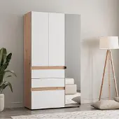 Dmora - Armoire 3 Portes, 117x52 cm Blanc Mat, Portemanteau