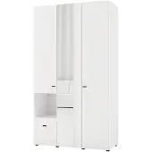 Dmora Armoire 3 Portes, 117x52 cm Blanc Mat, Porte-manteaux