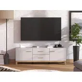 Dmora Paduli - Meuble TV, 154x42x51h cm Beige, 2 tiroirs