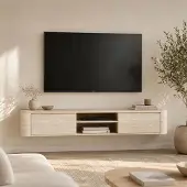 Zesso Milton & Oldbrook : Meuble TV suspendu, imitation travertin