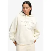 Superdry pour femme. W2012691A Sweat à capuche Luxe Relaxed beige (M), Casuel, Coton