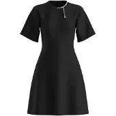 HUGO Neriet 10279924 Red Short Sleeve Dress Noir S Femme