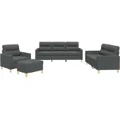vidaXL Ensemble de canapés 4 pièces avec coussins Tissu gris foncé