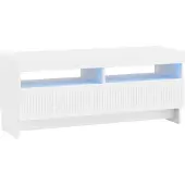 Syfax Meuble TV LED, blanc, en panneaux de particules
