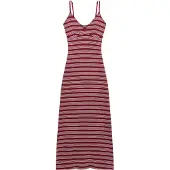 Superdry Stripe Rib Jersey Sleeveless Long Dress Rouge XS Femme