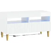 Syfax Meuble TV LED, finition laquée blanche, en panneaux de particules