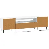 vidaXL Meuble TV LED blanc en panneaux de particules