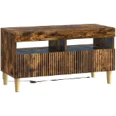 vidaXL Meuble TV LED en bois imitation chêne fumé