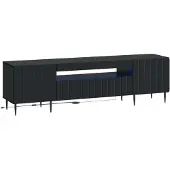 Syfax Meuble TV LED, noir, en panneaux de particules