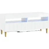 vidaXL Meuble TV LED, blanc brillant, en panneaux de particules