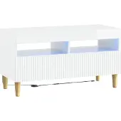 vidaXL Meuble TV LED, blanc brillant, en panneaux de particules