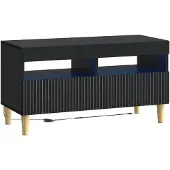 vidaXL Meuble TV LED noir en panneaux de particules