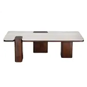 Signature - Table basse en bois de manguier et marbre - PUZZLE
