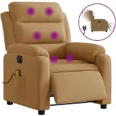 Syfax Fauteuil inclinable de massage électrique marron velours
