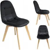 Jumi Chaise de cuisine COLIN en velours, idéale pour le salon et la salle à manger, couleur noire