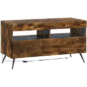 vidaXL Meuble TV LED en bois imitation chêne fumé