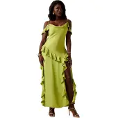 GUESS Reiko Sleeveless Dress Vert L Femme