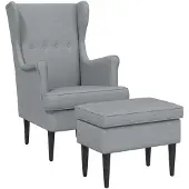 vidaXL : 2 fauteuils avec repose-pieds, tissu gris clair